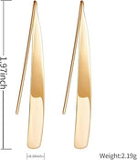 El Regalo Minimalist Long Arc Ear Threader Earrings for Women & Girls | Modern Sleek Curved Pull-Through Drop Western Earrings (Gold)