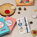 El Regalo 2 PCs OM Evil Eye Couple Rakhi Set for Bhaiya and Bhabhi- Bhaiya Bhabhi Luma Rakhi Set- Brother/Bhabhi Rakhi Combo