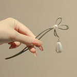 El Regalo 1Pc Fancy Pearl Hair Stick/Juda Stick- Bow Hair Fork Headwear Korean Style Hairpin Women Bun Hair Stick
