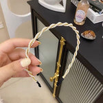 El Regalo Pearl Beads Decoration Hair Band Headband for Kids, Girls and Women | Bridal Party Pearls Hairbands (2 Layers Stylish Pearls Hairbands)