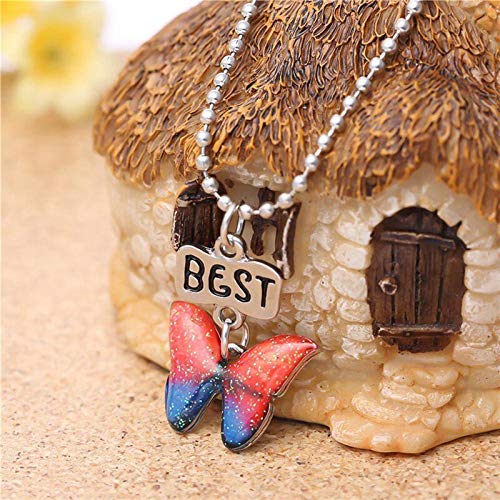 El Regalo Unisex Glitter Best Friends Butterfly Necklaces - Set of 2 | Enamel Butterfly Pendant Best Friends Friendship Necklaces Set
