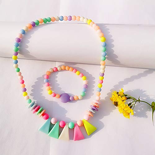 El Regalo Kids/Girls Candy Colors Beads Jewelry Set | Multi Colored Acrylic Beads Necklace & Bracelet Set