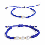El Regalo 2PCs Pearls Rakhi Combo Set for Bhaiya-Bhabhi/Bhai- Bhatija/Bhatiji- Rakhi Gift Combo with 2 Pearls Rakhi, Roli-Chawal Shagun Pack, Message Card in Gift Box (Blue)