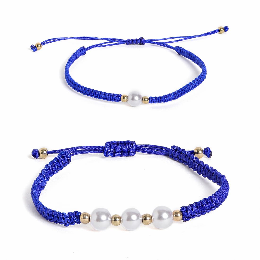 El Regalo 2PCs Pearls Rakhi Combo Set for Bhaiya-Bhabhi/Bhai- Bhatija/Bhatiji- Rakhi Gift Combo with 2 Pearls Rakhi, Roli-Chawal Shagun Pack, Message Card in Gift Box (Blue)