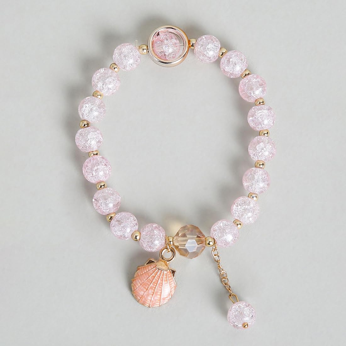 El Regalo 3PCs Opal Stone, Crystal Beads Tassel Bracelet With Cute Enamel Charms Star, Shell, Rainbow, Flowers, Swan, Pearls etc. for Kids/Girls/Teens/Women (Option-3)