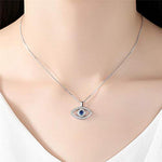 El Regalo Women & Girls Blue Evil Eye Pendant Necklace | Luxury Crystal CZ Evil Necklace Jewelry | Third Eye Zircon Fashion Necklace