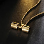 El Regalo Stainless Steel Gym Fitness Dumbbell Pendant Necklace for Boys/Men- Go Fit Motivational Fitness Sports Jewelry for Gym Lovers (Gold)