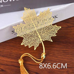 El Regalo Exquisite Metal Leaf Bookmark with Tassel - Gold Plated Hollow Leaves Brass Bookmarks for Students, Book Lovers, Writers, Teachers (Golden Maple Leaf)