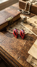 El Regalo Ethnic Hand-Painted Conch-Style Earrings for Women | Ethnic Boho Statement Earrings | Traditional Festival Earrings | Unique Handmade Drop Earrings (Red)