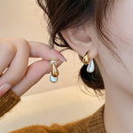 El Regalo Two-Tone Front-Back Metal Drop Earrings - Vintage Retro-Style Stud Earrings for Girls/Women