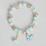 El Regalo 3PCs Butterfly Crystal Beads Tassel Bracelet Combo With Cute Enamel Butterfly Charms for Girls/Teens/Women (Option-1)