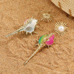 El Regalo Big & Bold Bohemian Pearl Shell Statement Earrings- Pearl Conch Shaped Beach Earrings, Lightweight & Exquisite (Multi)