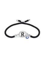 El Regalo Name Initials Evil Eye Bracelet Rakhi for Brother- Name Letter CZ Rakhi with Roli Chawal, Message Card in Rakshabandhan Box for Bhai (Black-R)