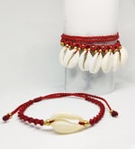 El Regalo Womens Rakhi Set for Bhaiya & Bhabhi Natural Cowrie Rakhi Set for Brother & Sister-in-Law Charm (Red & White)