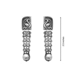 El Regalo Womens Silver Lookalike Brass Oxidised Peacock Studs Earrings- Indo Western Peacock Oxidized Earrings