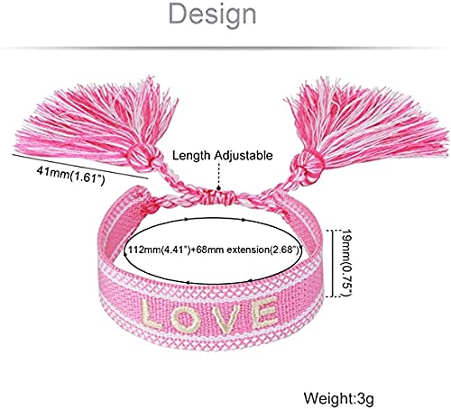 El Regalo 1 PC Knitted Motivational/Love/Friendship Unisex Adjustable Bracelet for Girls/Boys/Men & Women (Love- Pink)