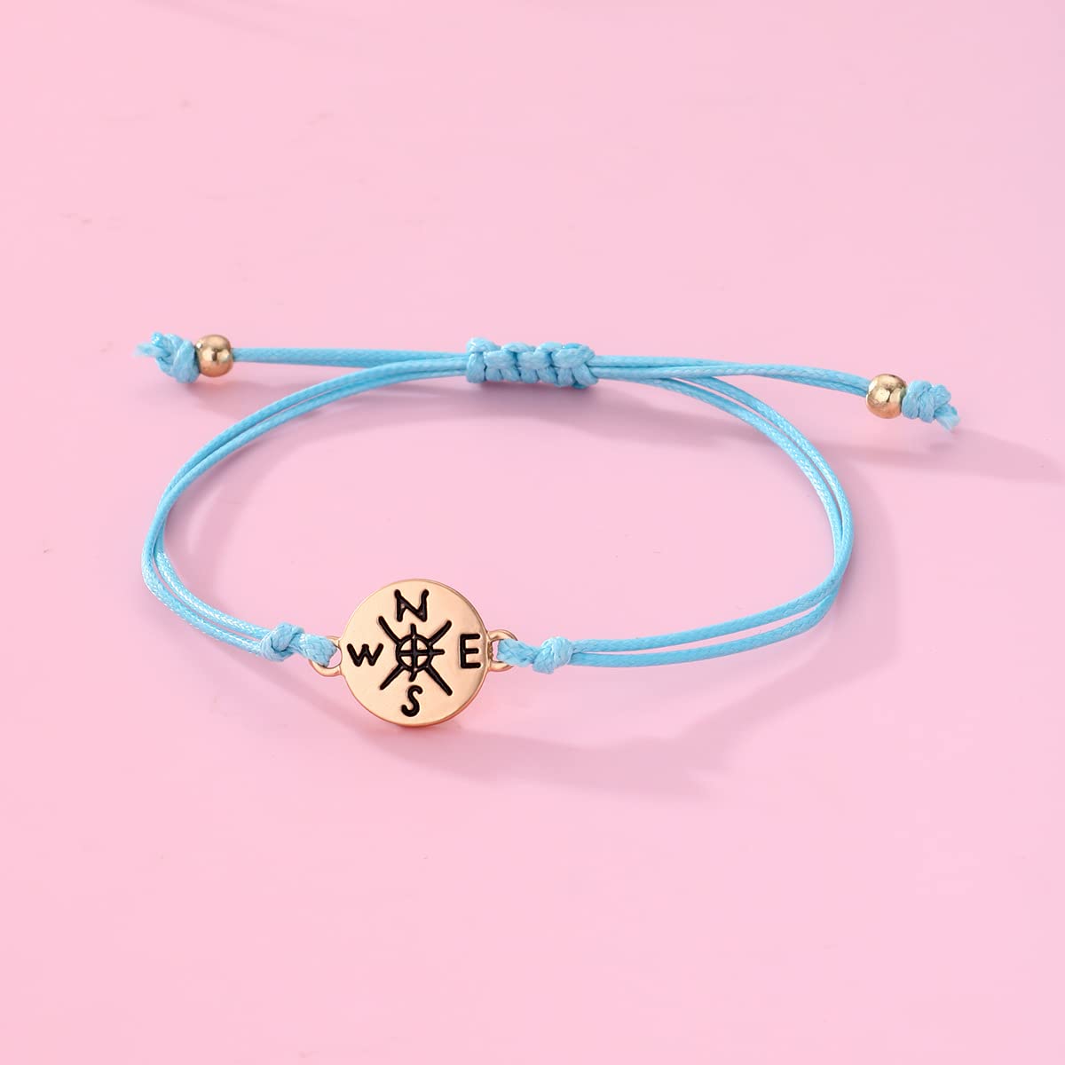 El Regalo 2pcs/set Pink & Blue Best Friends Handmade Woven Rope Thread Braided Bracelet with Spray Lacquer Accessories For Kids/Girls/Teens (Dolphins Bracelets)