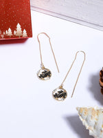 El Regalo 1 Pair Leaves Threader Earrings for Girls & Women- Statement Long Tassel Threader Earrings- Gift for Her (Black)