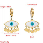 El Regalo Stainless Steel Ati Tarnish- NO RUST Earrings- Rose Gold Plated Stainless Steel Cute Stud Earrings for Women/Girls (Evil Eye Tassel)