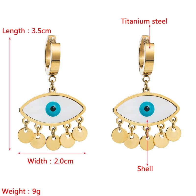 El Regalo Stainless Steel Ati Tarnish- NO RUST Earrings- Rose Gold Plated Stainless Steel Cute Stud Earrings for Women/Girls (Evil Eye Tassel)