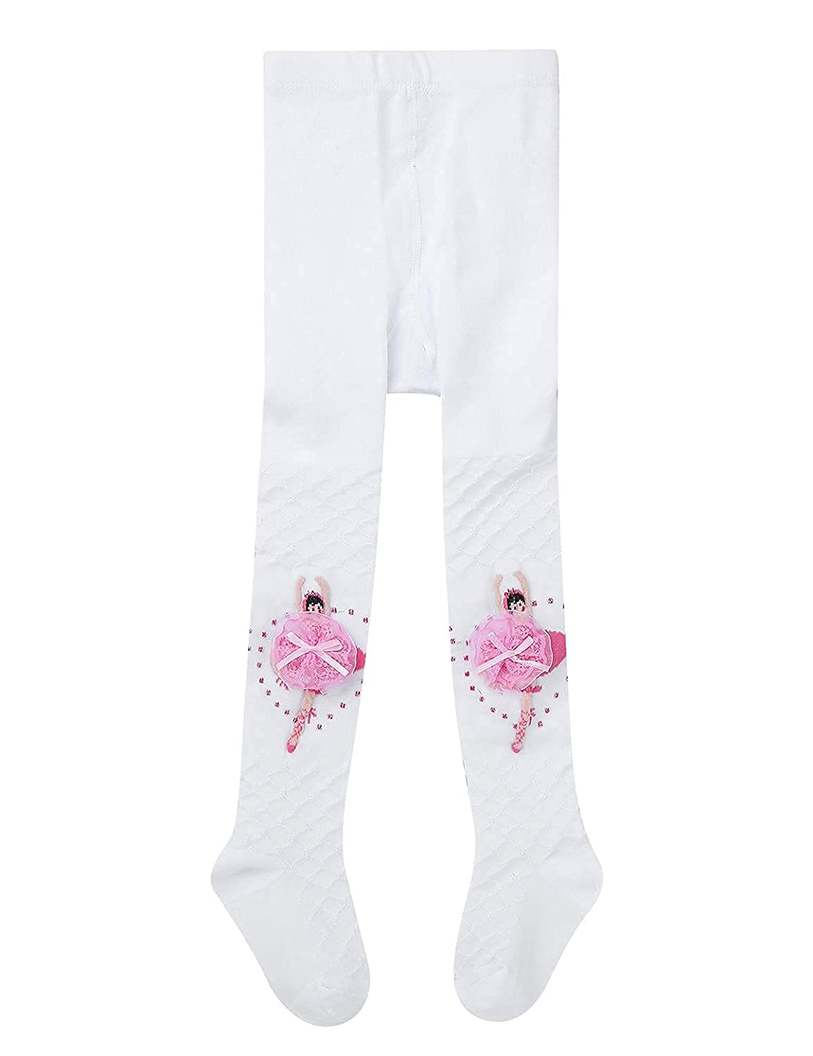 El Regalo Kids Girls Baby Ballet Dance Princess Tights Stockings Pantyhose | 1 pair | Princess Cotton Legging Stocking Pants Socks (White Medium (4-6 Years))