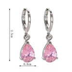 El Regalo Cute Cubic Zirconia Cut Stones Hoop Earrings for Girls & Women- Classic Teardrop Shape Zircon Drop Dangle Earrings (Baby Pink)