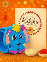El Regalo Cute Slap Band Bracelet Rakhi for Kids Boys & Little Brother | Fun Quirky Silicone Slap Wristband Rakhi for Toddlers & Children with Roli Chawal Pack and Gift Box- Elephant