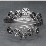 El Regalo Women's 1 Pc Oxidized Vintage Spiral Armlet In Antique Finish- Filigree Adjustable Spiral Brass Arm Cuff Bracelet (Antique Silver)