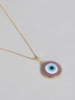 El Regalo Big Evil Eye Handmade Glass Lamp work Unisex Pendant Necklace for Men, Women, Girls & Boys | Evil Eye Pendant Necklace (Lavender Pink Golden)