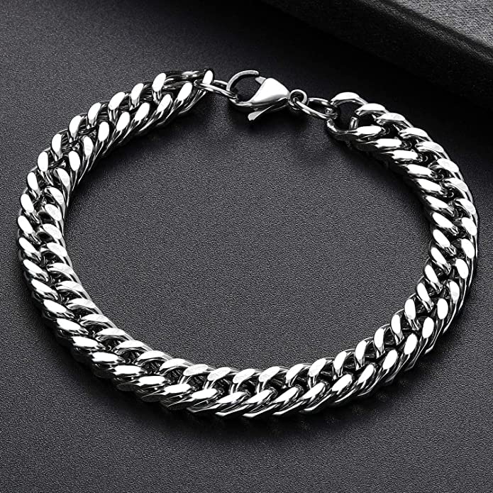 El Regalo 1 PC Stainless Steel Cuban Chain Bracelets Rakhi for Brother 1 PC Chain Bracelet Rakhi with shagun, Rakhi Message Card in Rakhi Gift Box for Bhai/Bhaiya/Bhatija (Option-3)