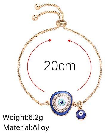 El Regalo Fashion Lucky Evil Eye Adjustable String Bracelet | Protection & Good Luck Chain Bracelets for Girls & Women (Dark Blue)