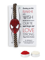 El Regalo Boys 1Pc Super Hero Bracelet Rakhi For Brother/Bhai With Roli Chawal Shagun Pack, Message Card In Rakhi Box (Spiderman)