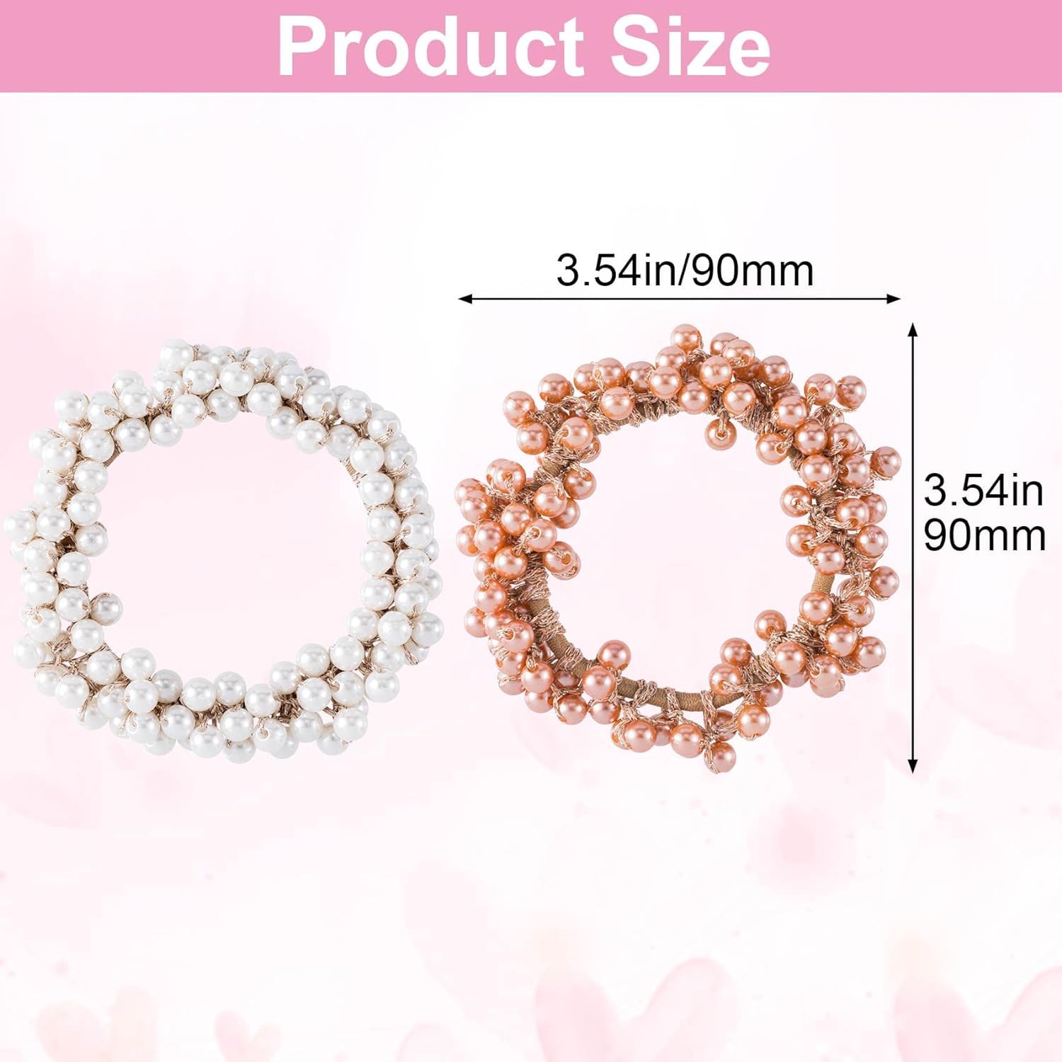 El Regalo 4PCS Fancy Pearls Hair Ties- Elastic Pearl Scrunchies Bead Hair Ropes Stretchy Hair Band Pearl Hair Scrunchies Hair Accessories for Women Girls (Color Options-3)