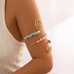 El Regalo Crystal Arm Cuff Gold Upper Arm Band Cuff Armlet - Open Cuff Armband Dainty Boho Bajuband for Women Girls