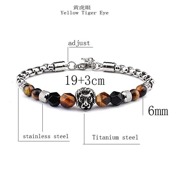 El Regalo Mens Rakhi for Bhai- Lion Stainless Steel Bracelet Rakhi with Faceted Semi Precious Stones - Natural Healing for Brother/Nephew/Bhatija (Option-2)