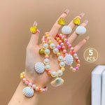 El Regalo 4-Piece Mermaid Princess Jewelry Gift Set for Girls Kids- Princess Mermaid Shell Necklace, Bracelet, Earrings, Ring Pearl Gifts for Girls/Toddlers/Kids Dress Up Jewelry
