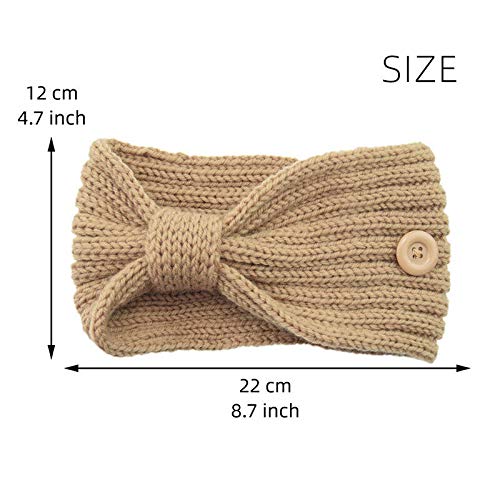 El Regalo 1 PC Knitted Winter Twist Woolen Warm Headband with Buttons for Face Mask Cover | Cold Weather Hair Accessories Head Wrap | Winter Headbands for Women & Men (Pink)