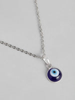 El Regalo Elegant Evil Eye Necklace - Evil Eye Handmade Glass Lamp work Unisex Pendant Necklace for Men, Women, Girls & Boys | Evil Eye Pendant Necklace (Silver)