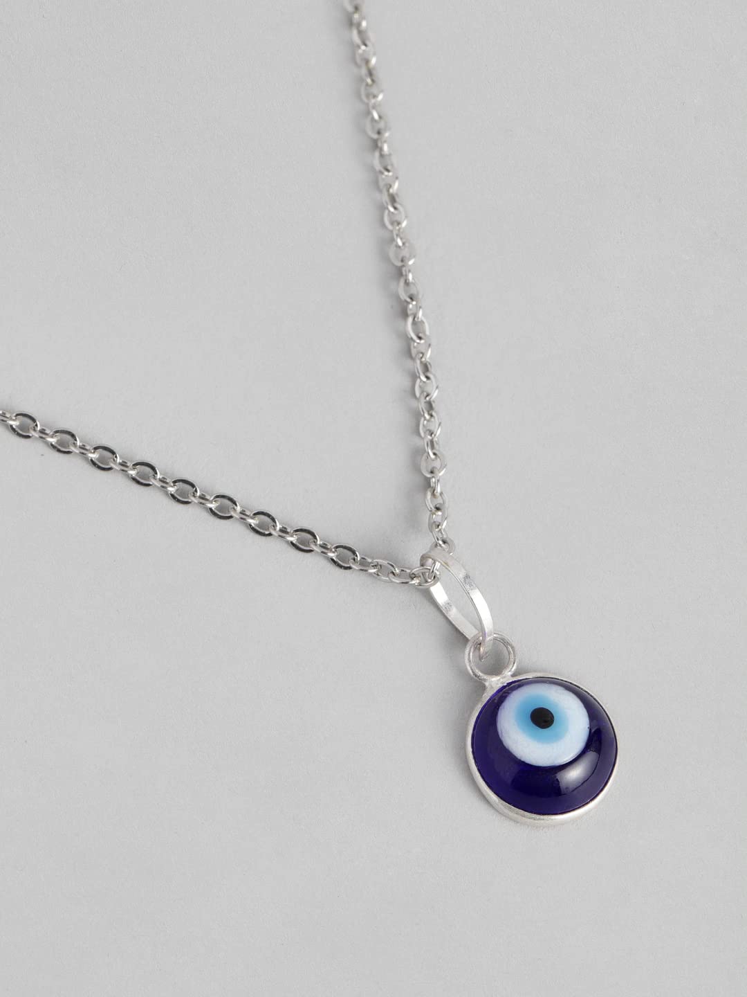 El Regalo Elegant Evil Eye Necklace - Evil Eye Handmade Glass Lamp work Unisex Pendant Necklace for Men, Women, Girls & Boys | Evil Eye Pendant Necklace (Silver)