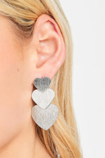 El Regalo Romantic Heart Tassel Metal Texture Long Earrings For Girls & Women Girls- Valentines Day Gift (Matt Silver)