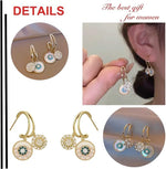 El Regalo Shell Zircon Dual Disk Golden Dangling Drop Stud Earrings for Women - Fashion Forward, Elegant, and Versatile Jewelry