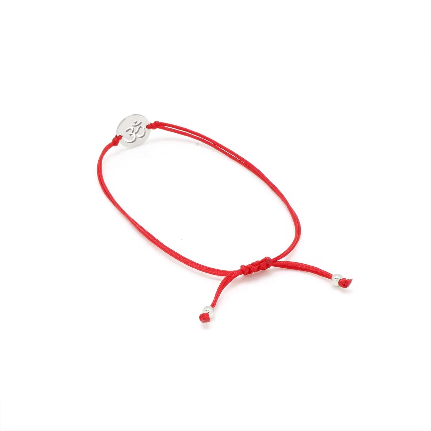 El Regalo OM Red Rakhi for Brother- Silver & Gold Plated Stainless Steel OM Bracelet Rakhi for Bhai with Roli Chawal in Rakshabandhan Box- Adjustable for Babies to Adults (Silver)