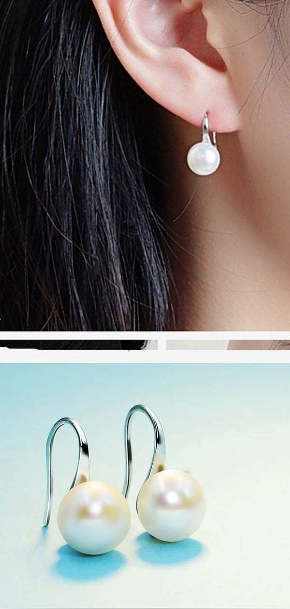 El Regalo Beautiful Rhodium Plated Tiny Pearl Drop Earring for Women and Girls (Small Pearl Earrings)