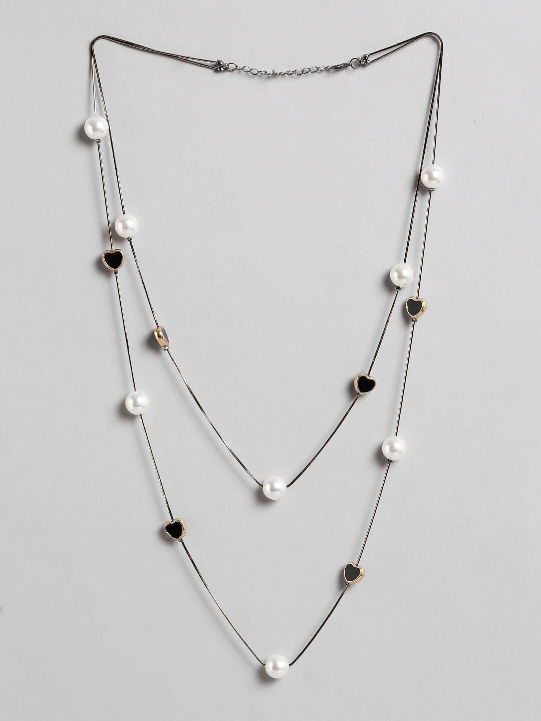 El Regalo Pearls Multilayer Long Necklace for Girls/Women- Elegant Long Sweater Chain Statement Pearls Necklace Jewelry Accessories Dressy Collocation (Pearl Heart Chain)