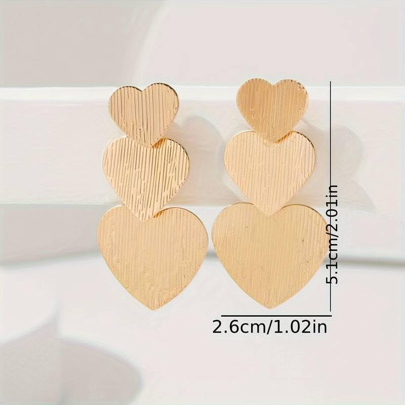 El Regalo Romantic Heart Tassel Metal Texture Long Earrings For Girls & Women Girls- Valentines Day Gift (Matt Golden)