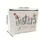 El Regalo 1PC 'I Love You Sister' OR Sisters Forever Friends Printed Makeup Pouch, Portable Travel Toiletry Bag, Multipurpose Zippered Organizer Bag (Sisters Forever Friends)