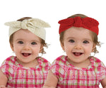 El Regalo 2 PCs Turban Wool Headband Warm Rabbit Knot Hair Band, Knit Head Wrap for Baby Girls, Newborns and Toddlers (Red & White)