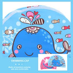El Regalo 2 PCs Swim Cap Kids/Toddlers, Comfortable Breathable Polyester Fabric Swimming Caps Cute Cartoon Dolphin, Shark, Owl, Mermaid Fairy, Unicorn, Giraffe Swim Caps (Dolphin & Unicorn)