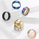 El Regalo Solid Stainless Steel 6mm Plain Classic Band Ring Comfort-Fit for Men Women- Anti Tarnish/Waterproof Plain Dome Stacking Simple Rings Bands Thumb Finger Ring (Rainbow Holographic, 19)