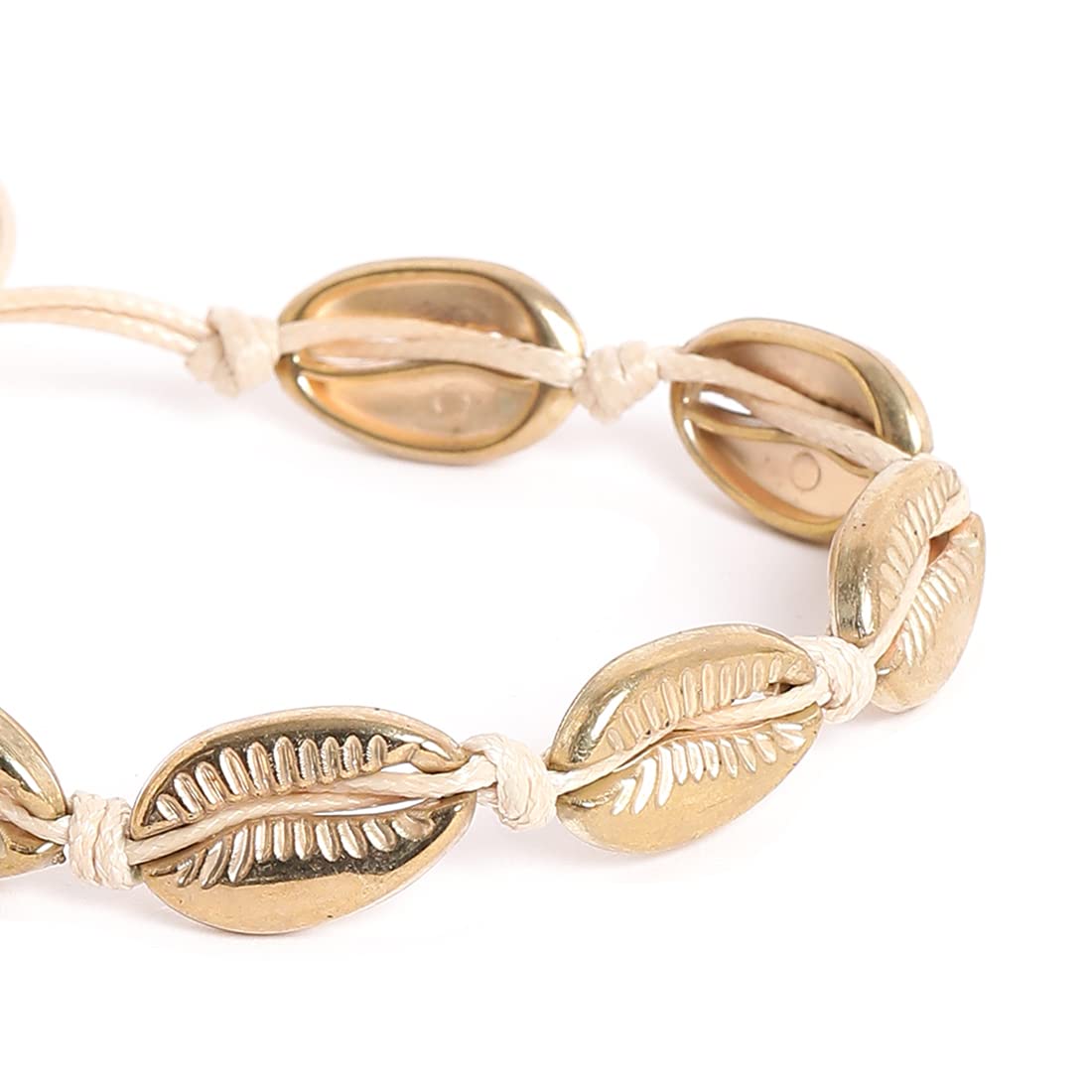 El Regalo 1 PC Metal Cowrie Shell Anklet/Bracelet for Girls & Women- Bohemian Adjustable Anklet/Bracelet Hand-woven for Girl Women (Style-3)